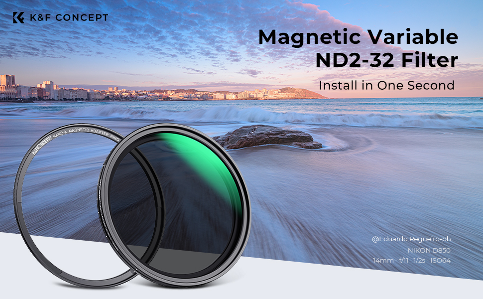 K&F Concept Magnetic 1-Second Swap ND2-ND32 (1-5 Stops) Variable ND Lens Filter with 28 Multi-Layer Coatings for Camera Lens