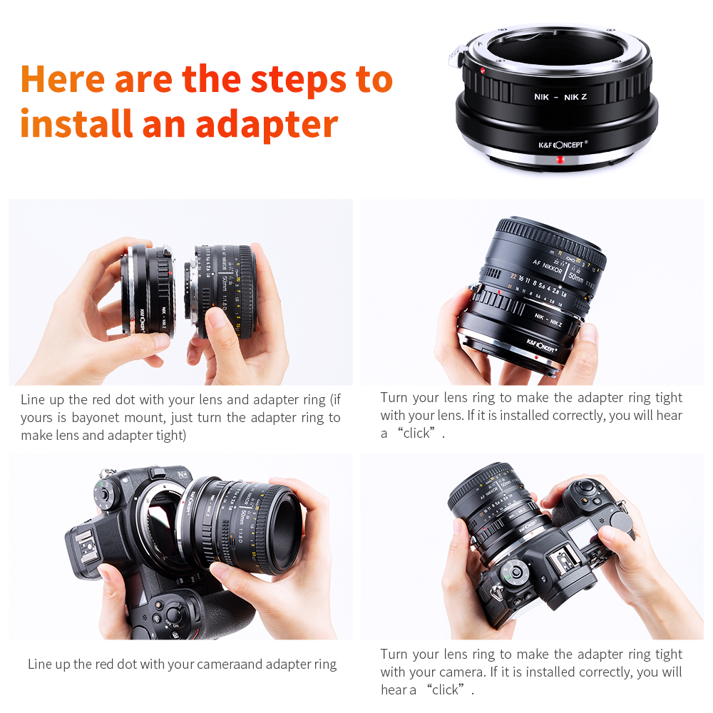 Nikon F/AF AI AI-S Mount Lens to Nikon Z6 Z7 Camera | Lens Adapter