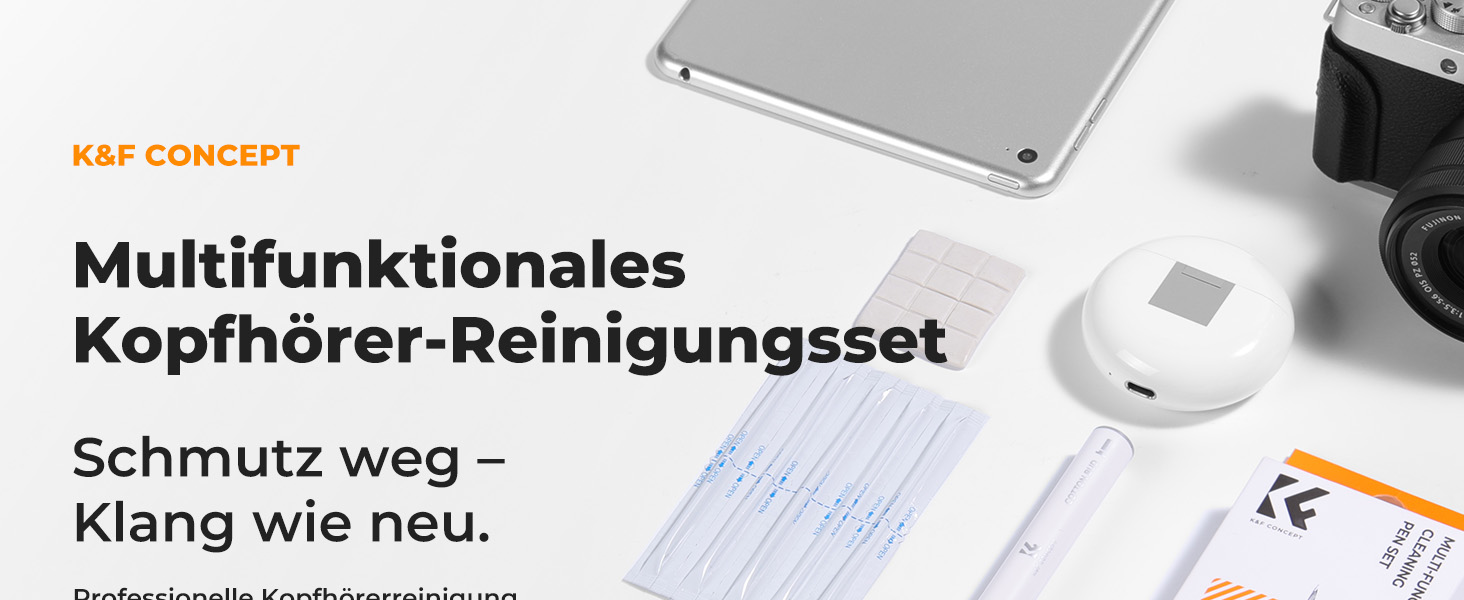 K&F Concept AirPods Reinigungsset - 8-in-1 Reiniger Mit Bürsten, Stäbchen & Knete