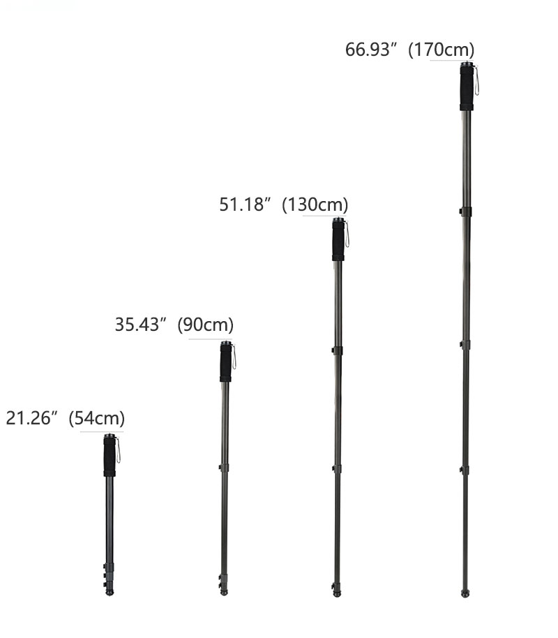 Draagbare DSLR Monopod met 4 secties