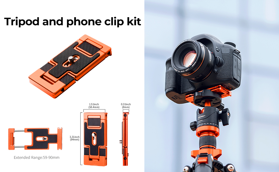 ขาตั้งกล้องคาร์บอนไฟเบอร์พร้อมที่วางโทรศัพท์และ Monopod ที่ถอดออกได้