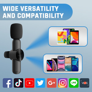 K3 One Drag Two Wireless Lavalier Microphone for iPhone 14 pro, 2.4G Noise  Reduction, Plug and Play Wireless Lavalier Microphone for  TikTok -  KENTFAITH