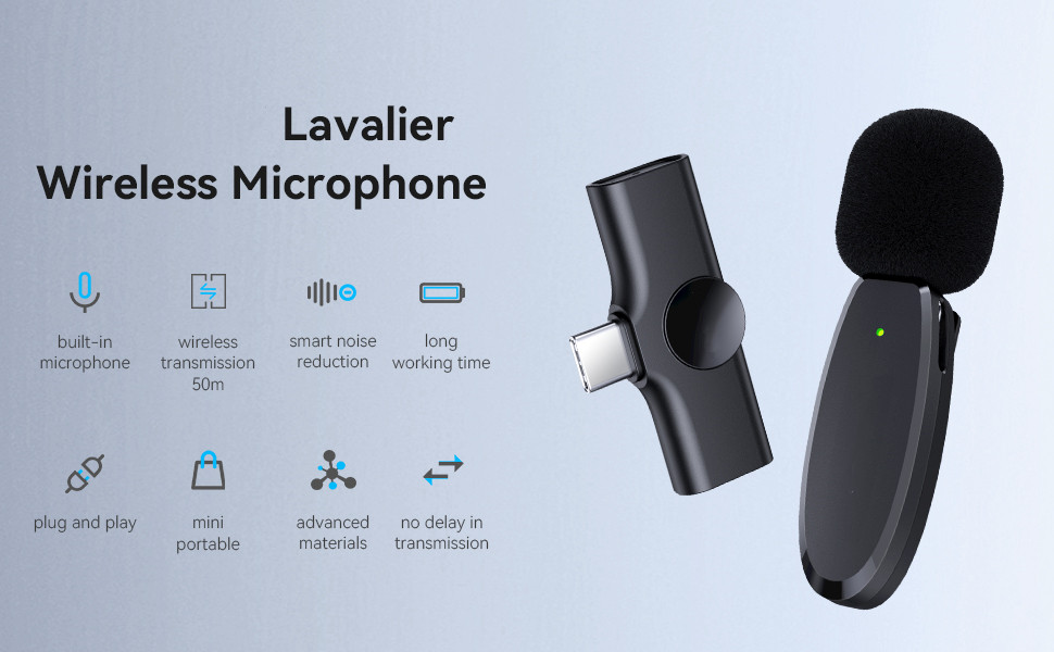 Micro Cravate sans Fil pour Téléphone Android USB C, 2.4GHz Mini