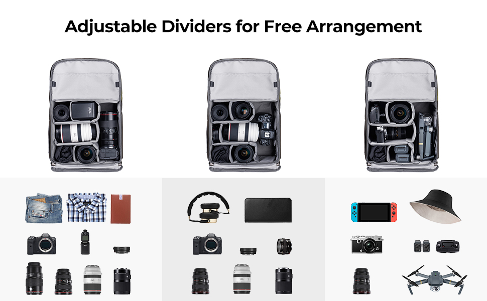 Рюкзак K&F Concept Camera, сумки для фотоаппаратов для фотографов с дождевиком для 15,6-дюймового ноутбука, DSLR-камеры, объективы, штатив (армейский зеленый)