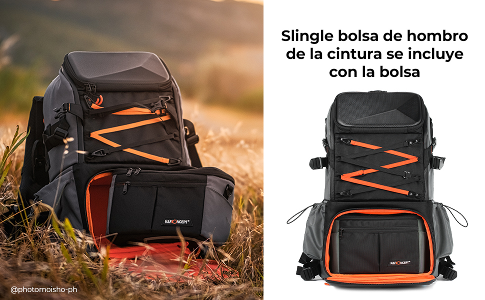 32L Mochila Fotográfica Profesional al Aire Libre, con Soporte Trípode y  Cubierta Impermeable, para Senderismos y Viajes