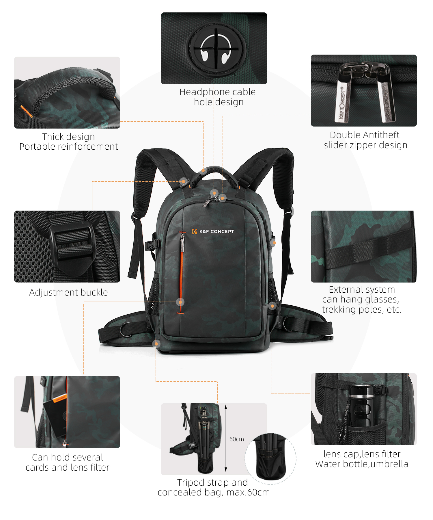 Mochila Multifuncional Impermeable para Cámara K&F Concept 13.119