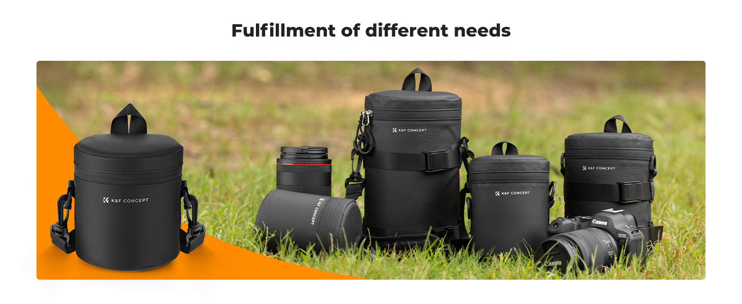 K&F Concept 4-in-1 Camera Lens Pouch Set - Drawstring Protective Bags For DSLR/SLR Lenses (S/M/L/XL Sizes)