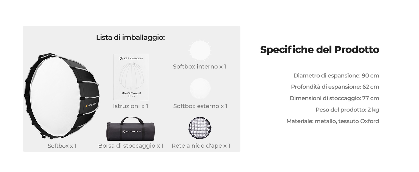 VEVOR K Di Illuminazione Softbox, Softbox Professionale