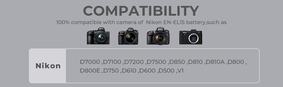 K&F CONCEPT Nikon EN-EL15 Replacement Battery Charger Set