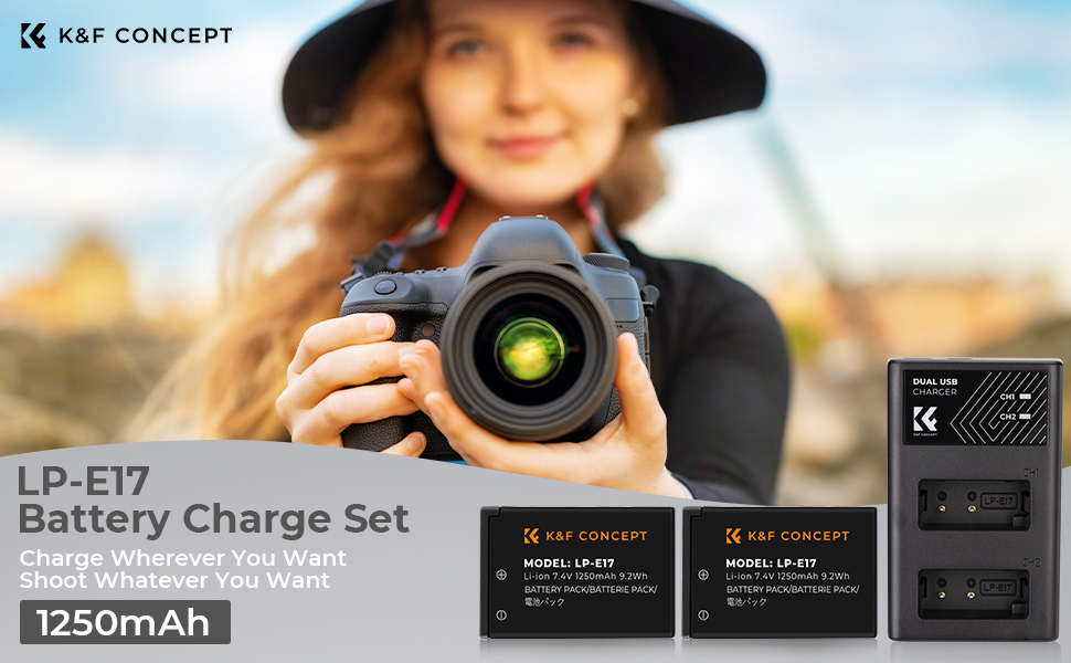 K&F CONCEPT Canon LP-E17 Replacement Battery Charger Set