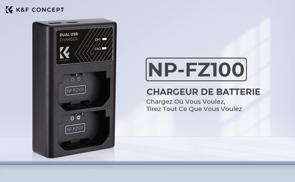 Chargeur de batterie K&F CONCEPT SONY NP-FZ100