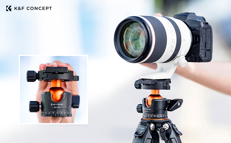 K&F Concept Professional 35mm Metal Tripod Ball Head 15kg/33lbs Load 360 Degree Rotating Panoramic