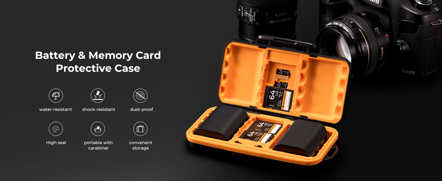 Étui pour carte mémoire pour batterie d'appareil photo K&F CONCEPT,  professionnel étanche et antichoc, avec