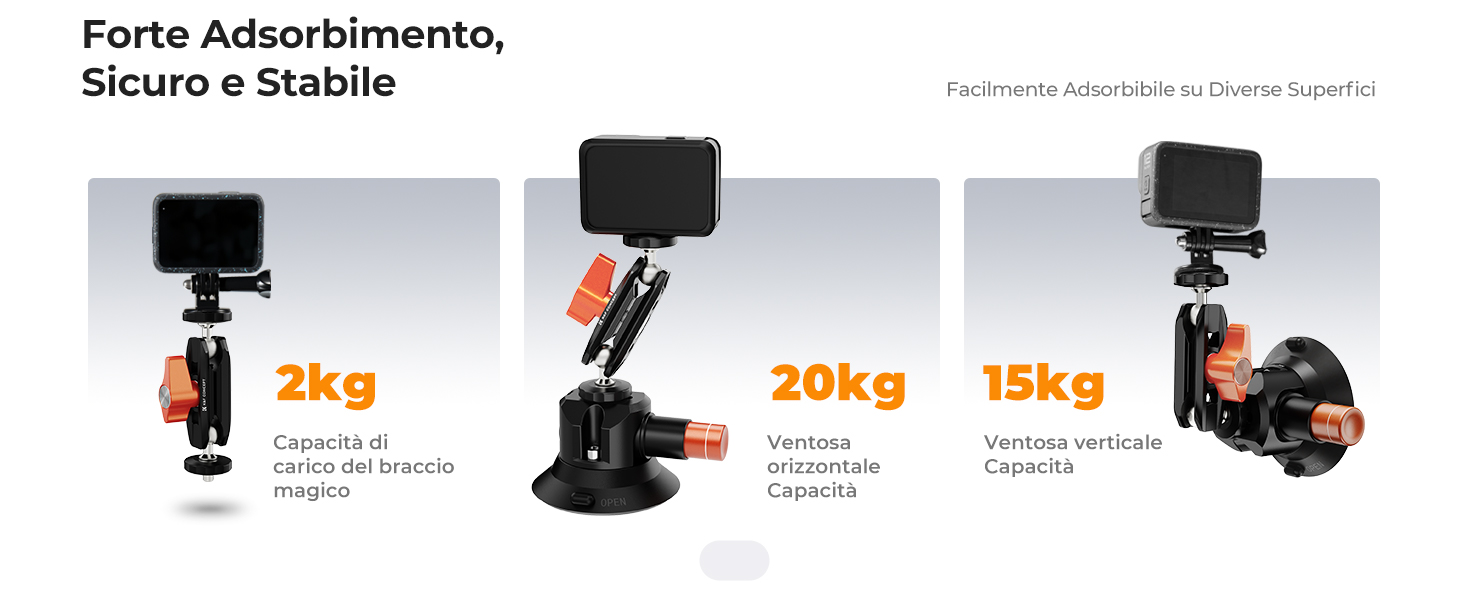 Supporto Telefono Auto Con Ventosa, Rotazione 360°, Braccio Magico Da 11cm, Telecomando Bluetooth, In Metallo – Per Vlog E Navigazione
