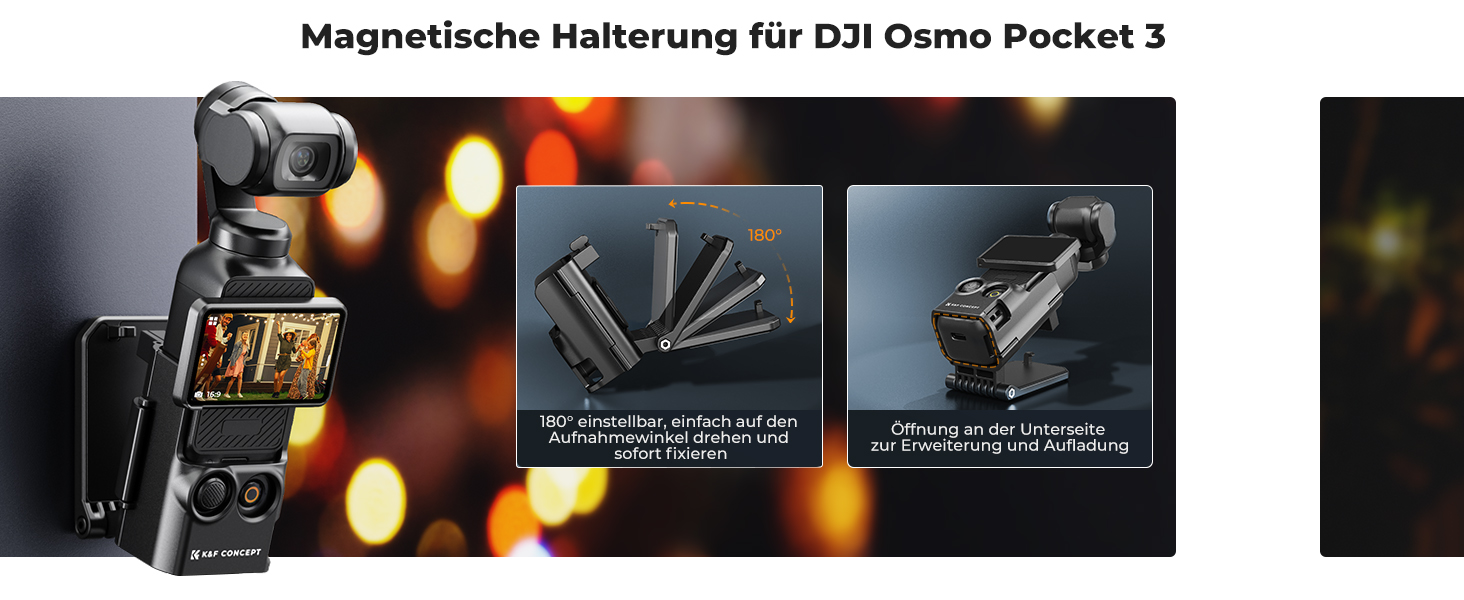 Magnetische Halterung Für DJI Osmo Pocket 3 – 180° Verstellbar, Mit Silikon-Schutzhülle, Für Erweiterten Aufnahmewinkel