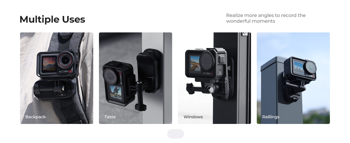 K&F Concept Magnetic Clip Mount For Action Cameras - 180° Swivel, Quick Release, Fits GoPro, DJI, Insta360