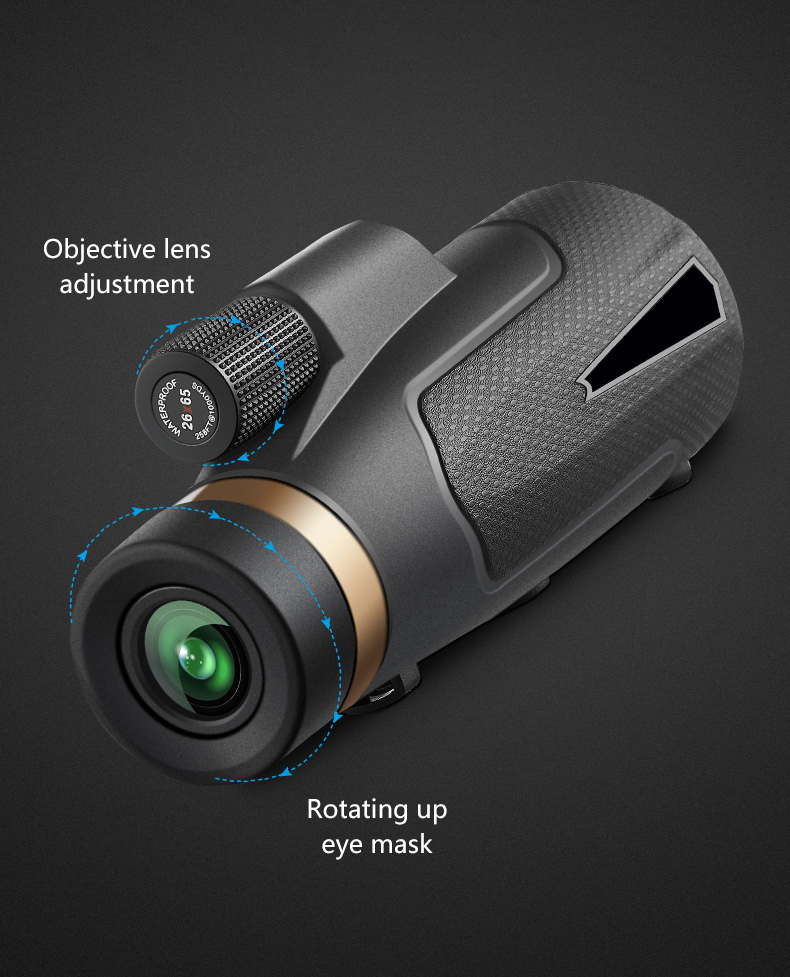 YH1250 12*50 HD Telescopio Monocular IP65 a prueba de agua, binoculares de  enfoque fácil de alta potencia para observación de aves, caza al aire  libre, viajes, turismo - K&F Concept