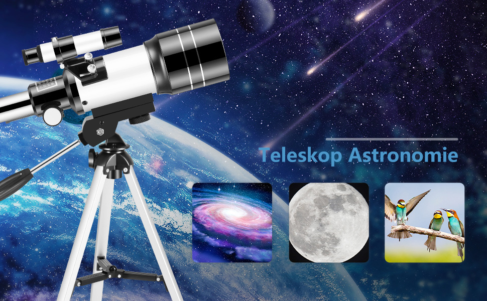 Telescopios para astrono Adulto Telescopio Niños Principiantes Adultos  15x-150x 70/300 FMC Telescopio refractor óptico de vidrio con Tr, adaptador  de pH, alcance del buscador