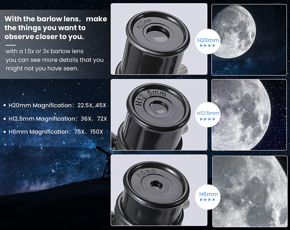 Meilleure Telescope Debutant Réfracteur Portable 70 mm - K&F Concept