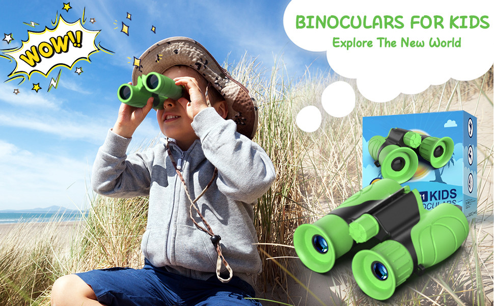 Binoculares para niños, prismáticos compactos para niños, 8 x 21 pulgadas,  alta resolución para observación de aves, camping, exploración, senderismo