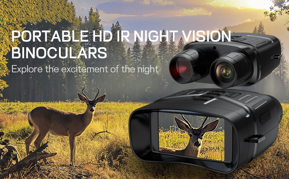 Cronros Night Vision Binóculos, Vídeo Full HD 1080p, Óculos de Visão  Noturna Digital LCD de 3 polegadas para assistir 200m no escuro, com zoom  digital