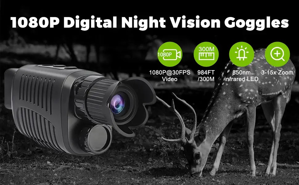 HURRISE lunettes de vision nocturne Dispositif de zoom numérique infrarouge  haute définition monoculaire de vision nocturne pour