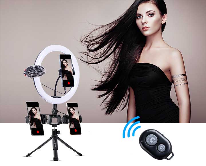 Anello per selfie da 11 '' con supporto per telefono per videocamera Vlog  Video Smartphone  per autoripresa - K&F Concept