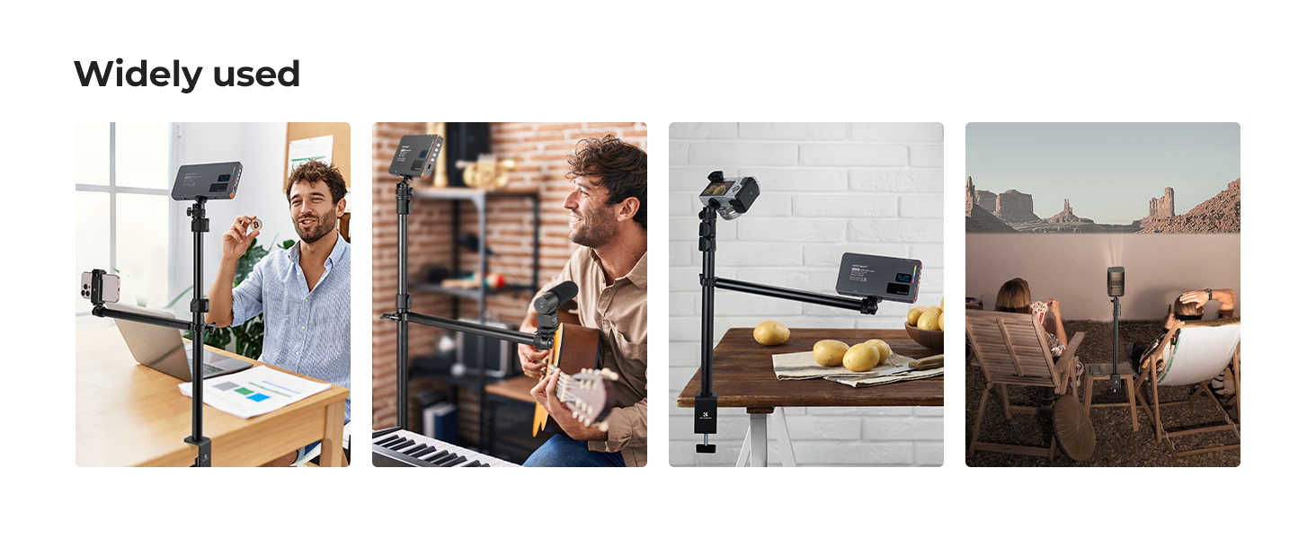 NaKeLuLu Supporto Per Fotocamera Da Tavolo – Regolabile Da 34 A 107.8 Cm, Con Morsetto A C E Braccio Snodato