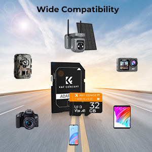 K&F Concept Carte Micro SD 32G U3/V30/A1 avec Adaptateur et Carte Mémoire  Adaptée 2pcs pour Caméra de Surveillance, Caméra de Chasse et Dashcam - K&F  Concept