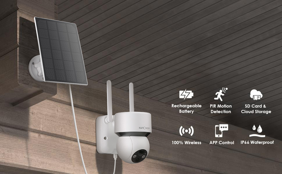 Kf concept kf50.0012 wireless solar security camera solar power  surveillance cameras - KENTFAITH