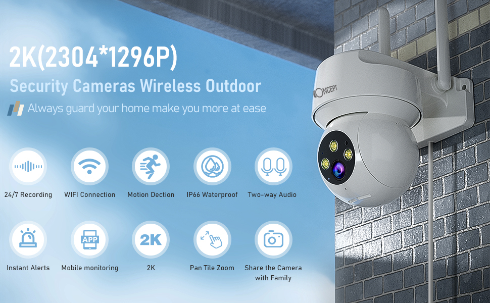 WIFI Outdoor Security Camera Color Night Vision - K&F Concept