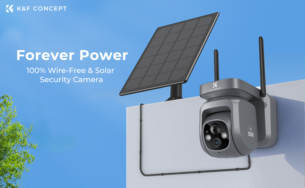 Caméra de surveillance intérieure et extérieure connectée sans fil  Rechargeable KYF Full HD Vision de nuit + Panneau solaire 3W