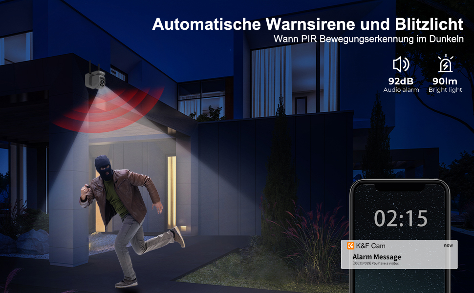K&F CONCEPT Drahtlose Solar Überwachungskameras Wlan 2K