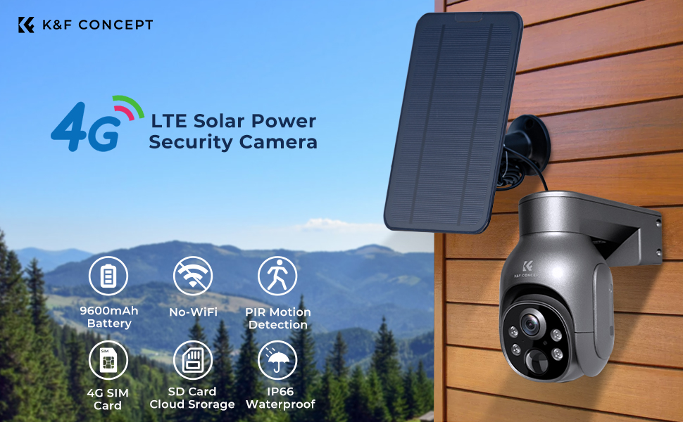 Camera IP Solaire  Camera 4G Exterieur Batterie Intégrée 10400mAh - K&F  Concept