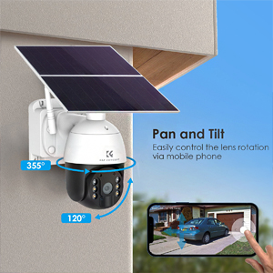 24*7 Continuous Recording WiFi Solar Security Camera System Solar Camera PIR Human Sensor + 2-Way Audio Built-in Battery 28800mAh 2K Infrared Night