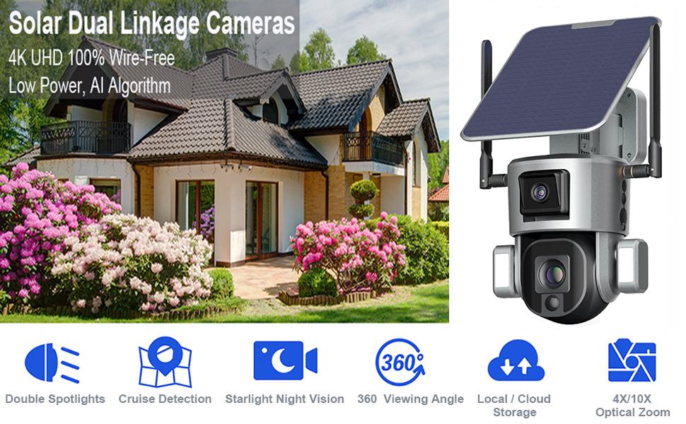 Caméra De Sécurité Intérieure À Double Objectif, Double Caméra Sans Fil  Wi-Fi 2,4 G Pour La Sécurité De La Maison, Caméra De Liaison