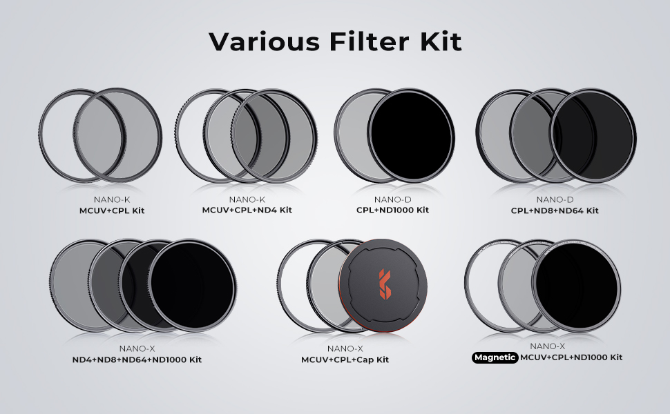 K&F Concept 4-in-1 ND Lens Filter Kit ND4/ND8/ND64/ND1000 Neutral Density Filter