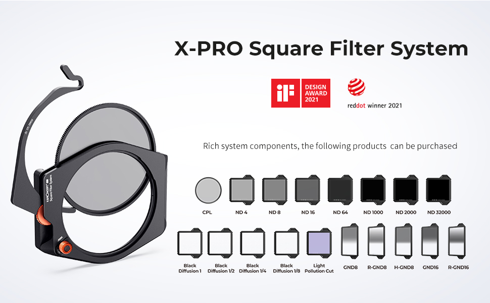 K&F Concept X-PRO Square ND1000 Filter (10 stops) with 28 Multi-Layer Coatings for Camera Lens