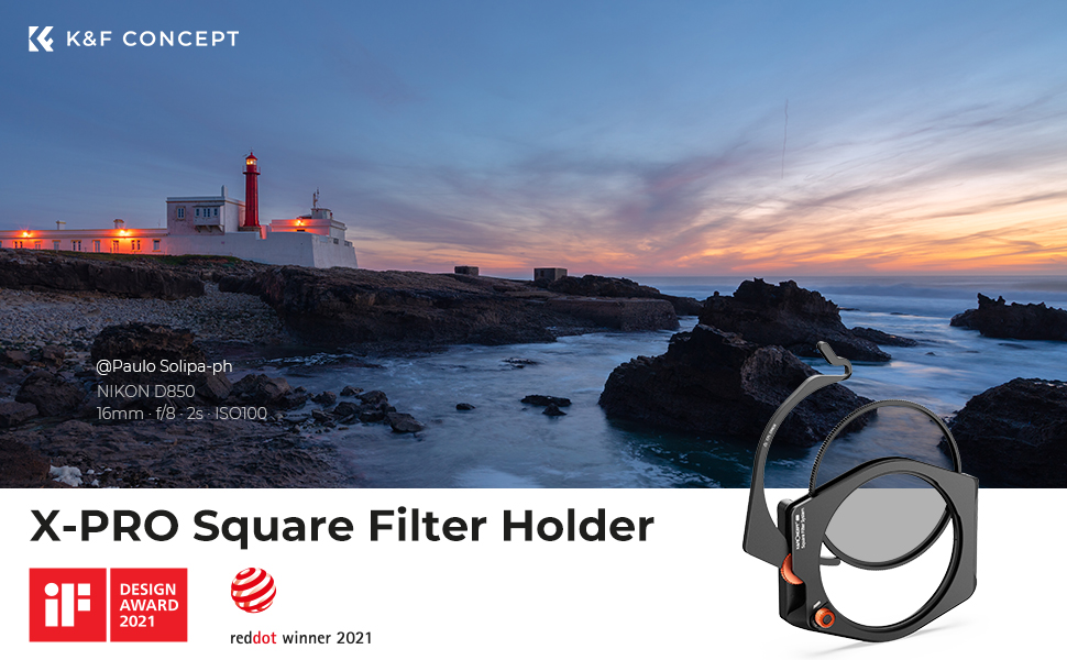 K&F Concept X-PRO Metal Square Filter Holder + 95mm Circular Polarizer Filter + 4 x Adapter Rings (67/72/77/82)Kit for Camera Lens