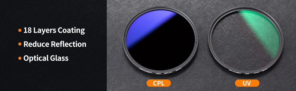 K&F Concept UV-beskyttelse og cirkulært polarisatorfiltersæt