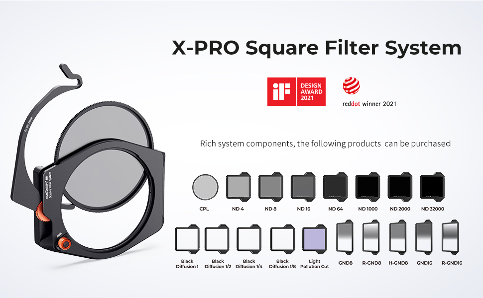 K&F Concept X-PRO Square ND8 Filter (3 Stops), Netrual Density Filter with 28 Multi-Layer Coated for Camera Lens