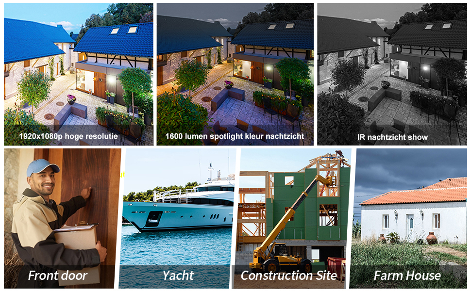 Geschikt voor huisbeveiliging / boerderij / bouwplaats, enz. (ingebouwde batterij, laad deze voor het eerste gebruik meer dan 8 uur op met een 5V2A-adapter)