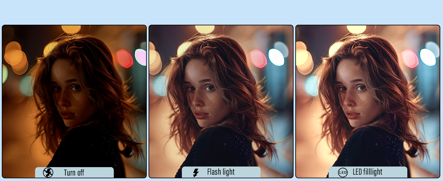 Blitslys + LED-fyllingslys