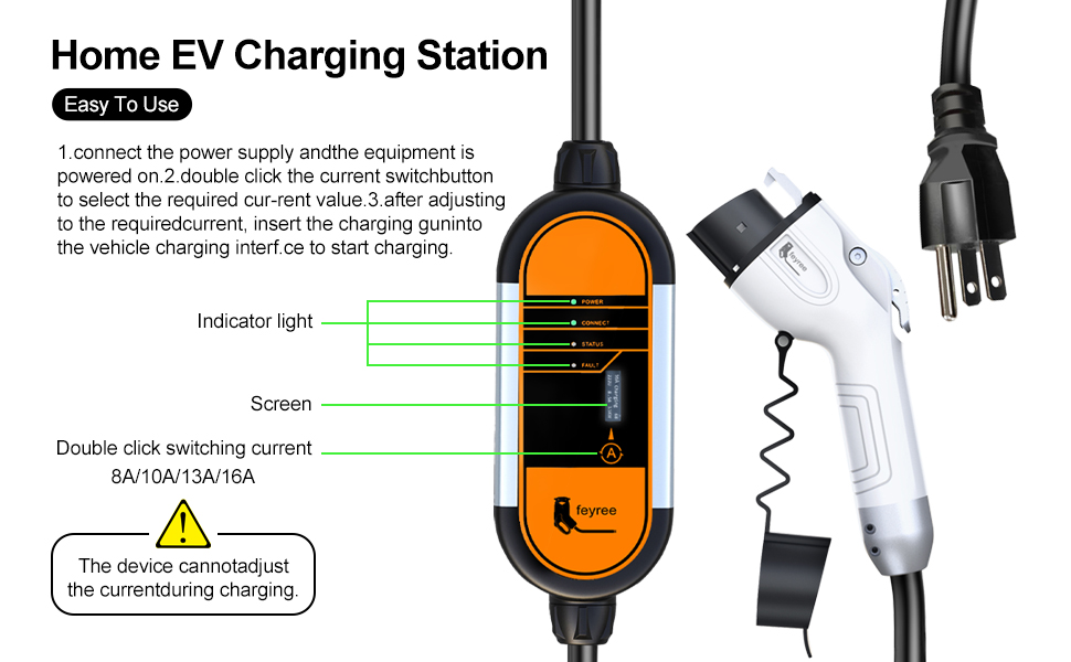 NEMA 5-15 1級電気自動車充電器（サポート2級）、110 V-240 V 16アンペア、16フィート延長線付き、J  1772電気自動車と互換性、1-2級電気自動車充電器、電気自動車携帯充電器