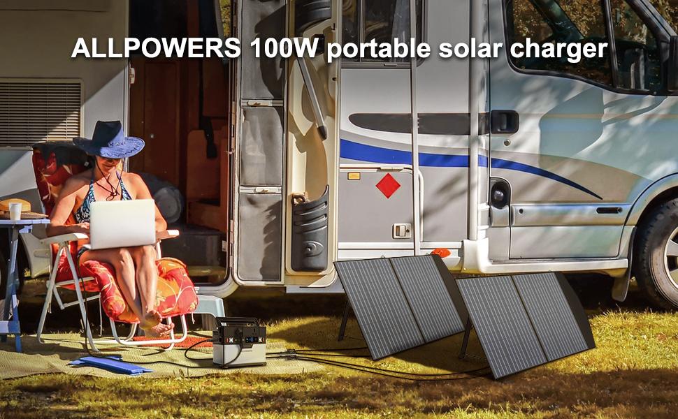 ALLPOWERS Kit de panel solar SP027 IP66 con salida MC-4, 100 W, portátil,  plegable, módulo de eficiencia del 22% para campamento al aire libre