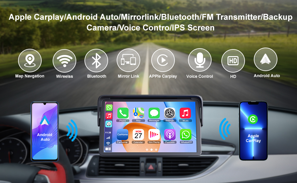 Portable Apple Carplay Screen for Car - KENTFAITH