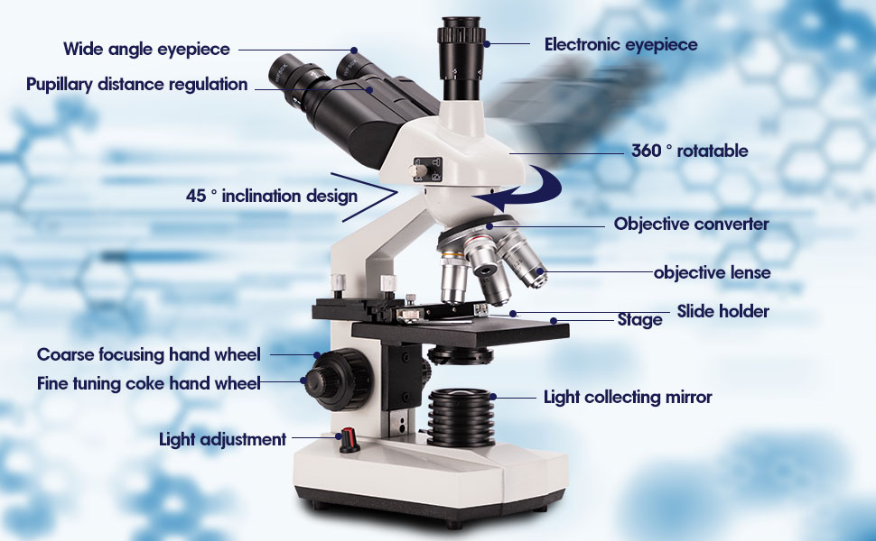 Microscopio ottico biologico monoculare, 40x-5000X, adatto per