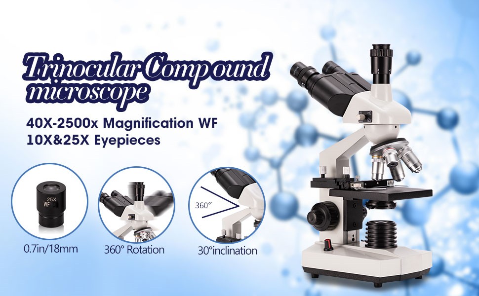 複合三眼光学顕微鏡、 X拡大倍率、電子接眼鏡と機械
