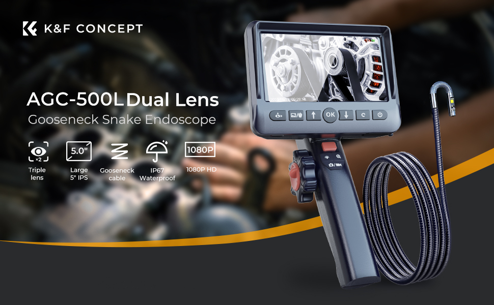 Endoscope Dual Lens Inspection Camera  Housing & Automobile Maintenance -  KENTFAITH