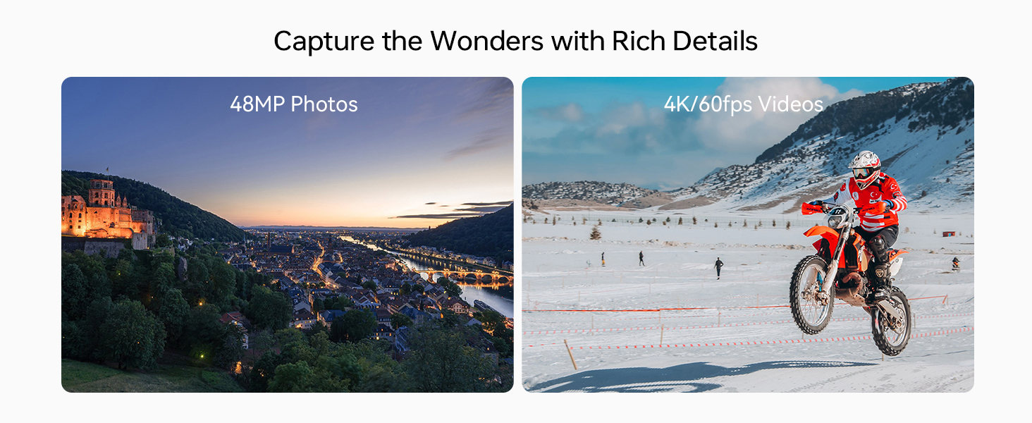 Capture Fotos Deslumbrantes de 48MP e Vídeos 4K 60FPS
